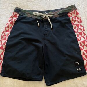 Quiksilver Men's Black and Red Swim Shorts